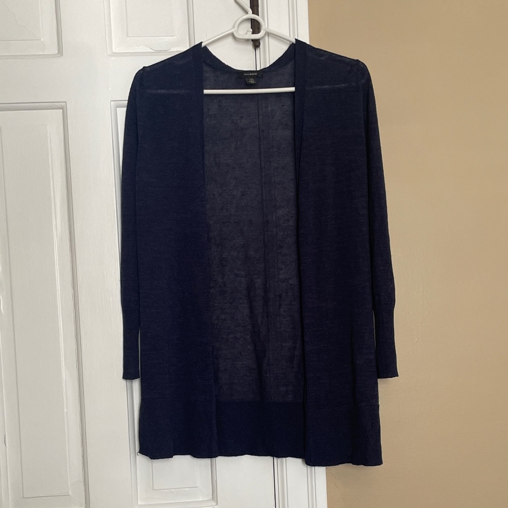 Halogen Navy Blue Open Front Cardigan